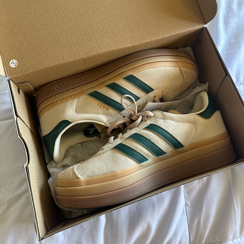 Adidas Beige and Green Sneakers